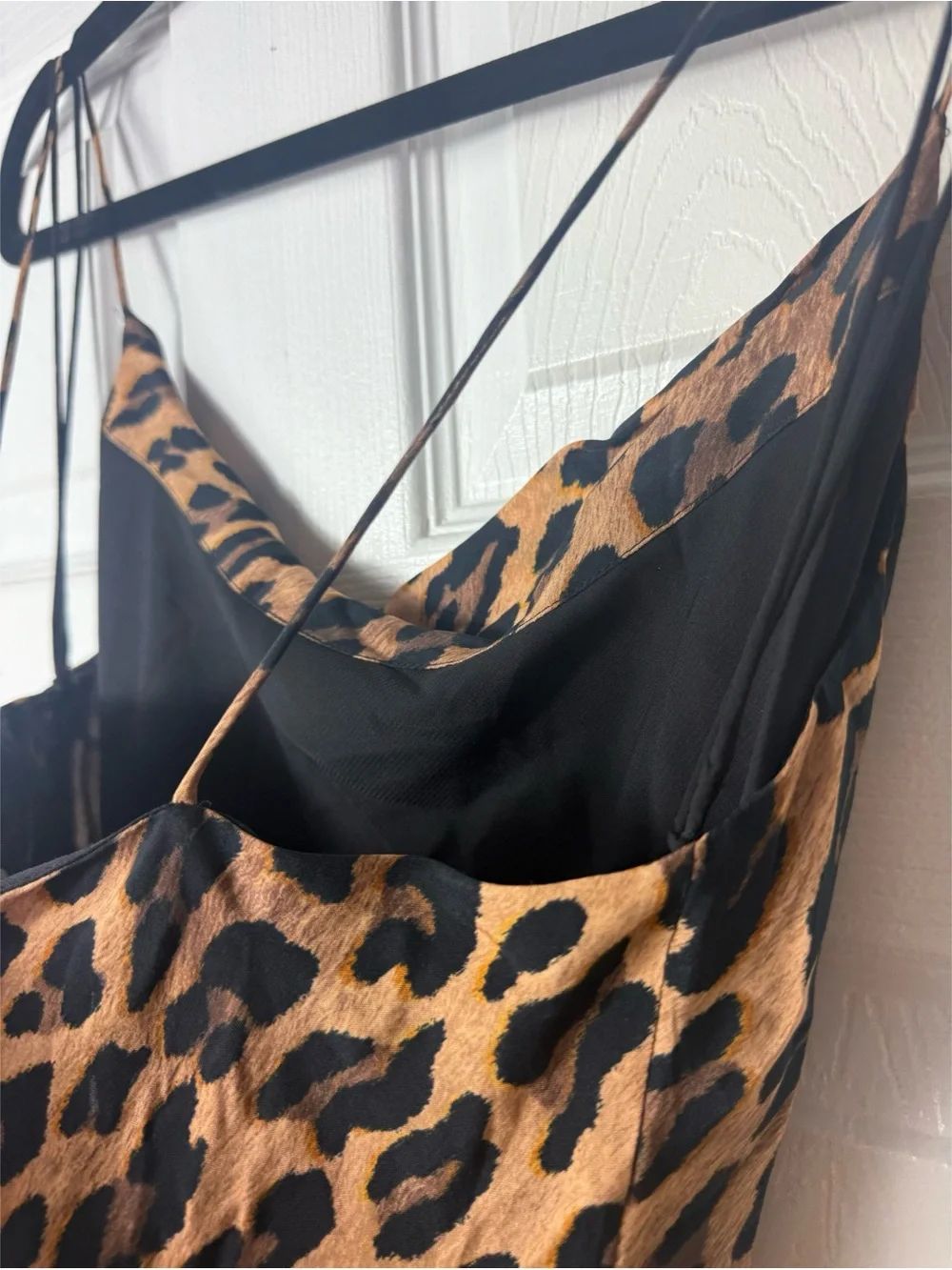 Alice + Olivia Harmony Leopard Print Slip Mini Dress Tan Size 4 Small Draped - Picture 8 of 12